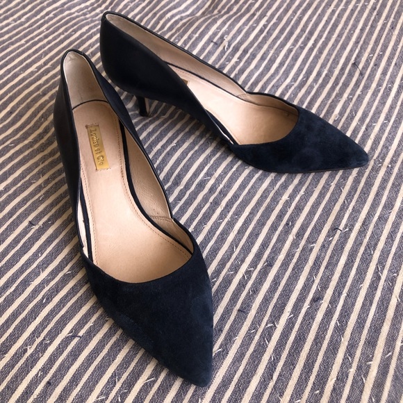 Louise et Cie Shoes - Louise & Cie navy leather and suede pointed low heel